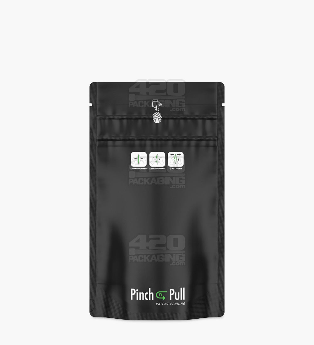 Child Resistant & Tamper Evident | Pinch N Pull Matte Black Mylar Bags | 4in x 7in - 7g - 250 Count