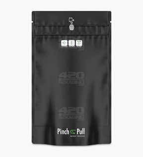 Matte-Black 6" x 9.8" Mylar Pinch N Pull Child Resistant & Tamper Evident Bags (28 gram) 250/Box