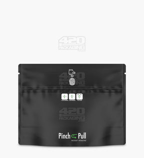 Matte-Black 8" x 6" Mylar Pinch N Pull Child Resistant & Tamper Evident Bags (28 grams) 250/Box