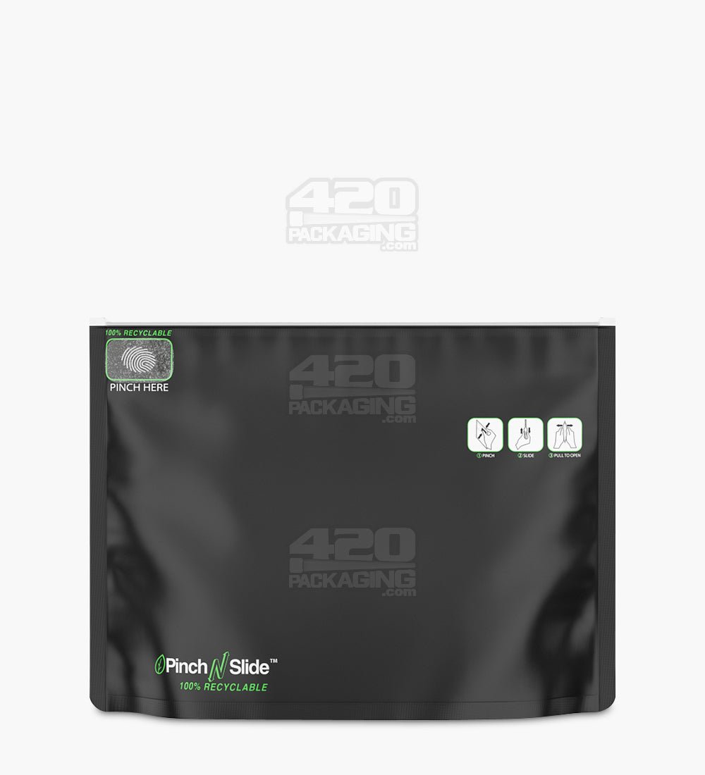Matte-Black 12" x 9" Mylar Child Resistant Pinch N Slide Recyclable Bags (56 grams) 250/Box - 2