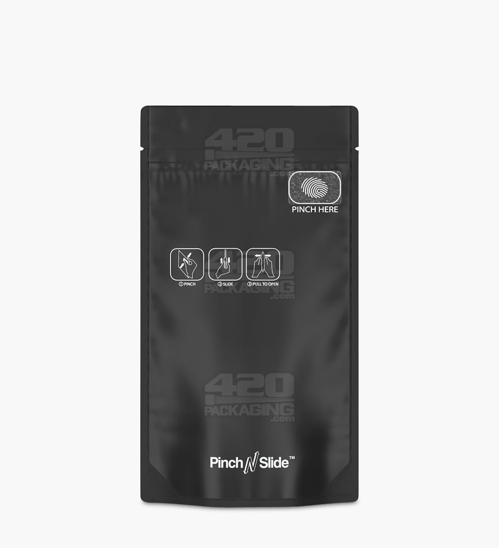 Child Resistant & Tamper Evident | Pinch N Slide 3.0 Matte Black Mylar Bags | 4in x 7.4in - 7g - 250 Count
