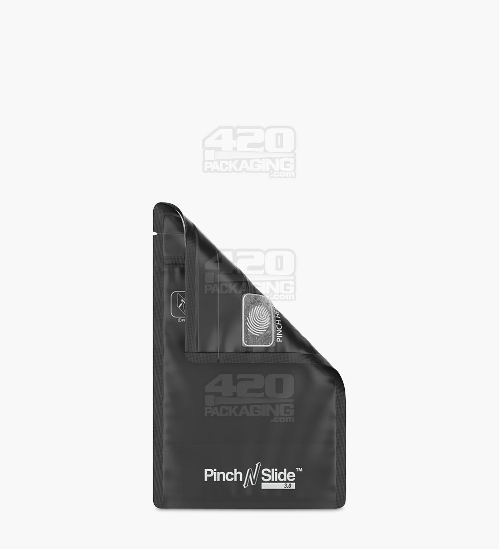 Child Resistant & Tamper Evident | Pinch N Slide 3.0 Matte Black Bottom Loading Mylar Bags | 3.5in x 5in - 3.5g - 250 Count