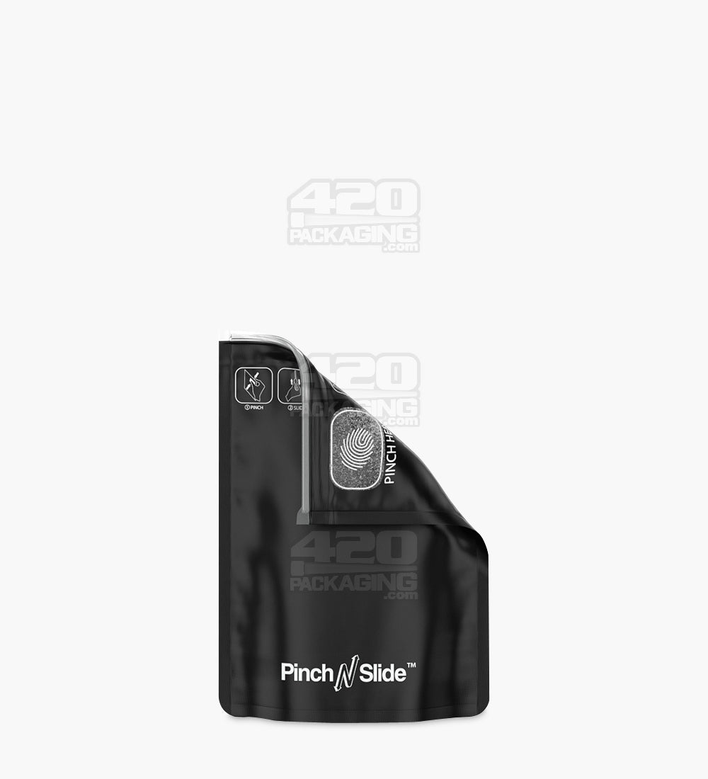 Child Resistant | Pinch N Slide ASTM Matte Black Mylar Bags | 3.5in x 5in - 3.5g - 250 Count