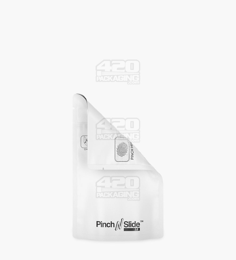 Matte-White 3.6" x 5.7" Mylar Pinch N Slide 3.0 Child Resistant & Tamper Evident Bags (3.5 grams) 250/Box
