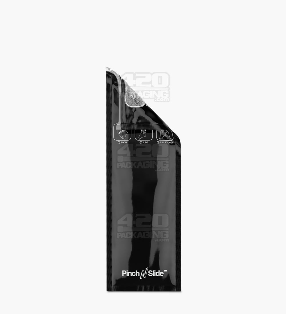 Child Resistant | Pinch N Slide ASTM Glossy Black Mylar Bags | 2.4in x 7.2in - 2.5g - 250 Count