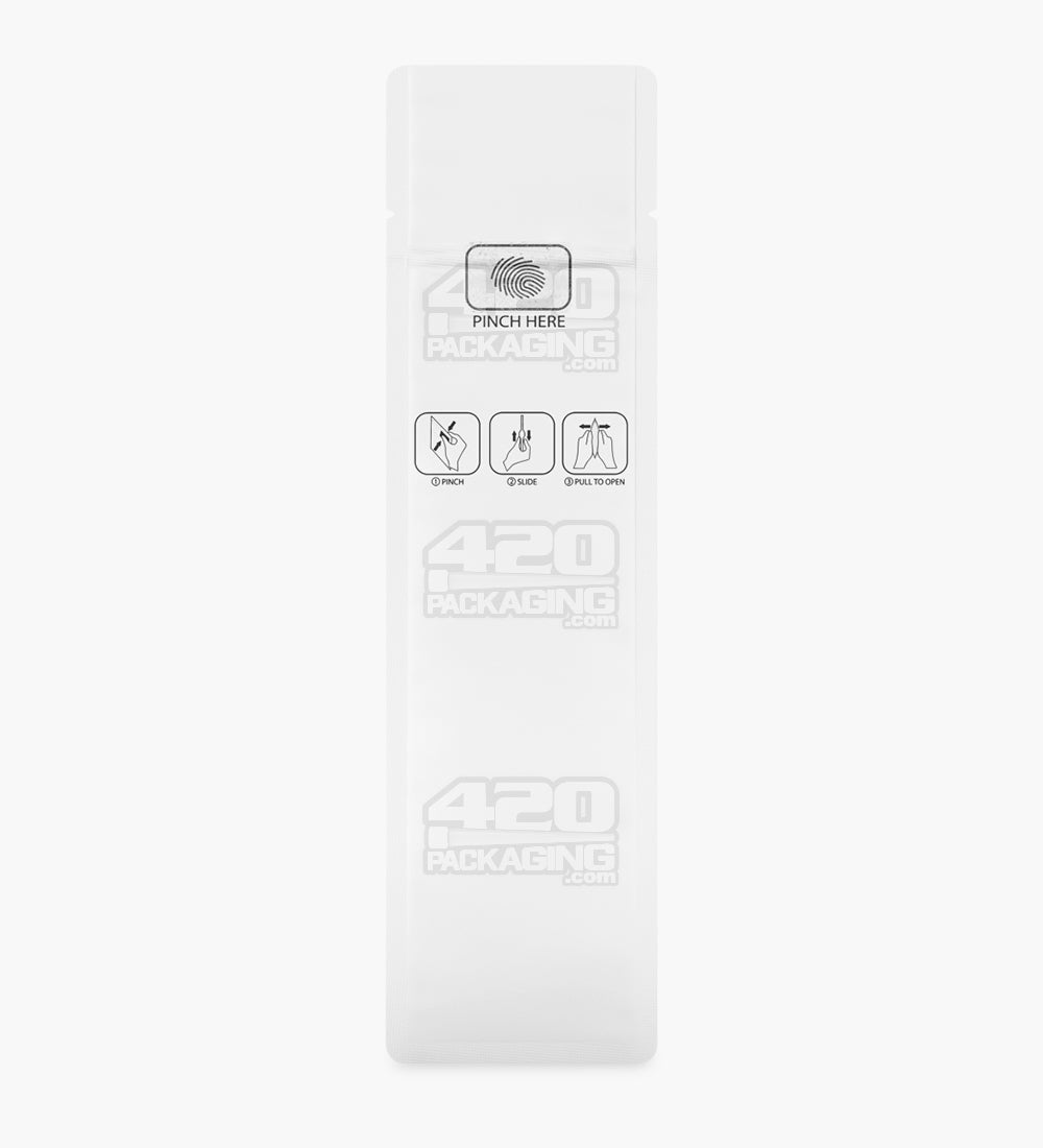 Child Resistant & Tamper Evident | Pinch N Slide 3.0 Matte White Mylar Bags | 2.4in x 7.8in - 2.5g - 250 Count