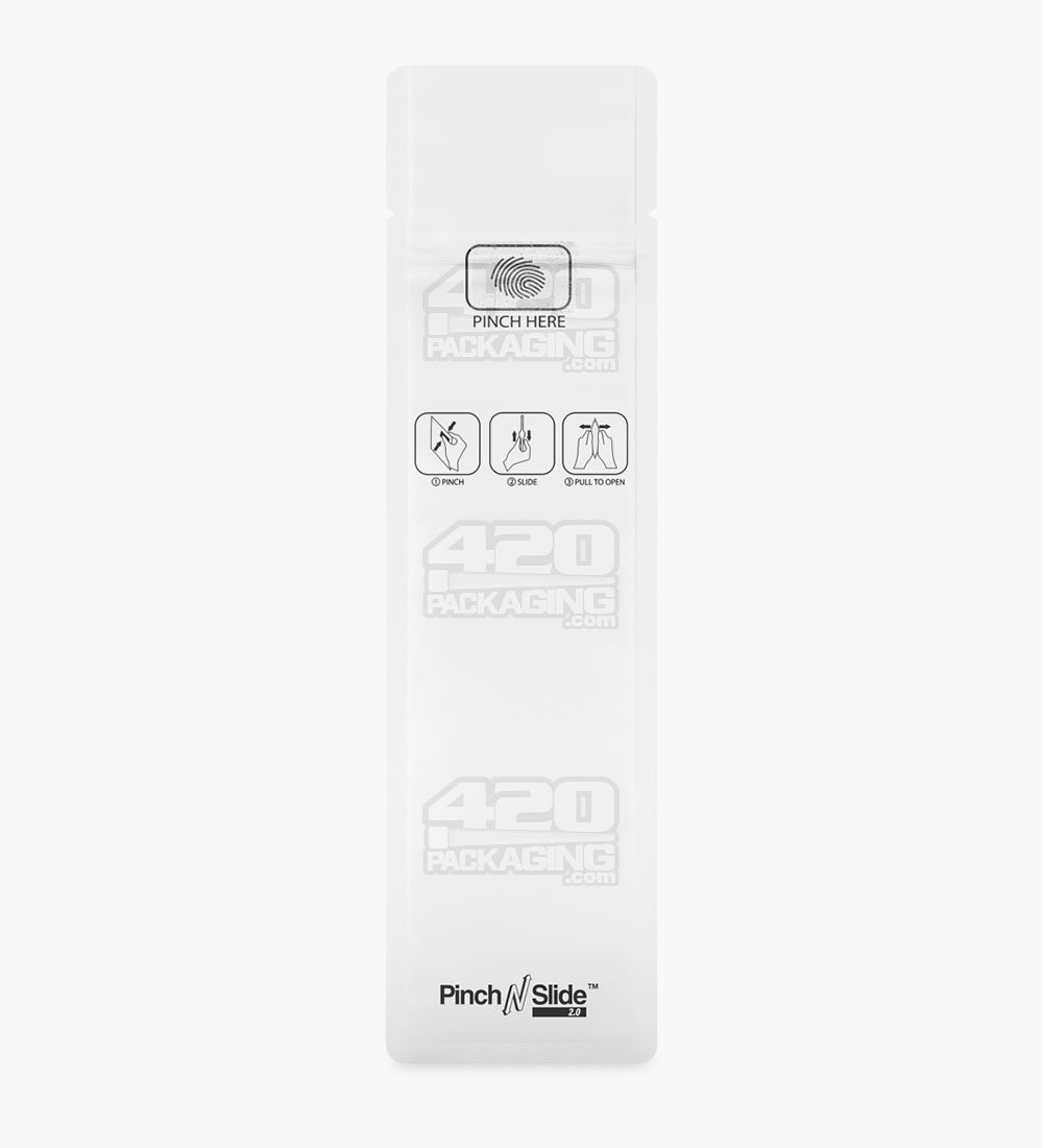 Child Resistant & Tamper Evident | Pinch N Slide 3.0 Matte White Mylar Bags | 2.4in x 7.8in - 2.5g - 250 Count