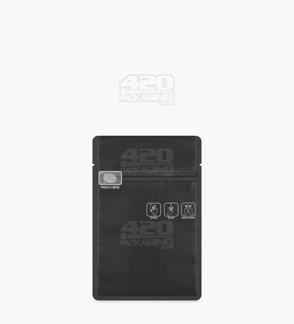 Child Resistant & Tamper Evident | Pinch N Slide 3.0 Matte Black Mylar Bags | 3.4in x 4.4in - 1g - 250 Count