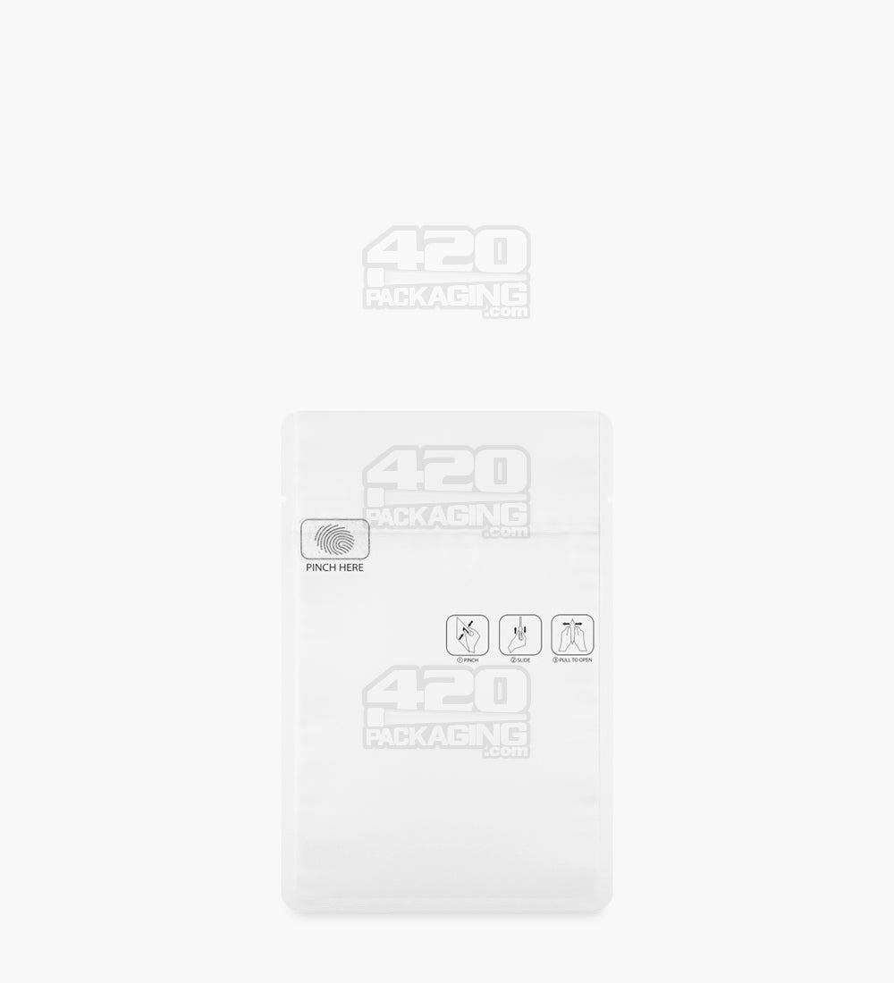 Child Resistant & Tamper Evident | Pinch N Slide 3.0 Matte White Mylar Bags | 3.4in x 4.4in - 1g - 250 Count