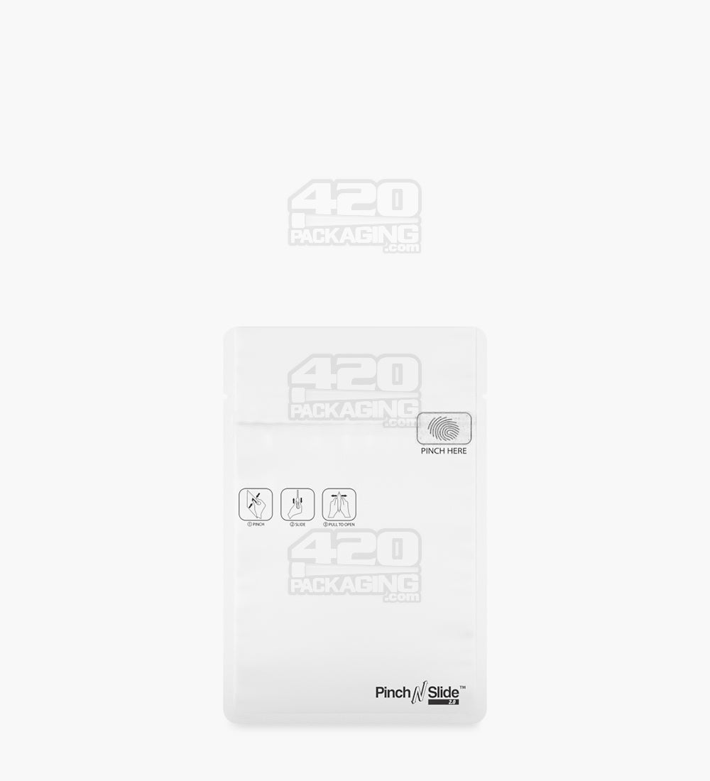 Child Resistant & Tamper Evident | Pinch N Slide 3.0 Matte White Mylar Bags | 3.4in x 4.4in - 1g - 250 Count