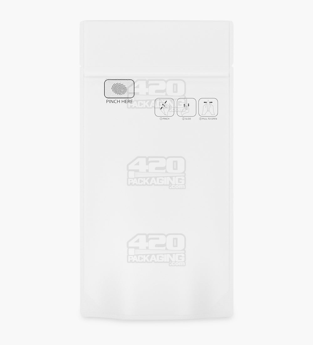 Child Resistant & Tamper Evident | Pinch N Slide 3.0 Matte White Vista Mylar Bags | 5in x 8.8in - 14g - 250 Count