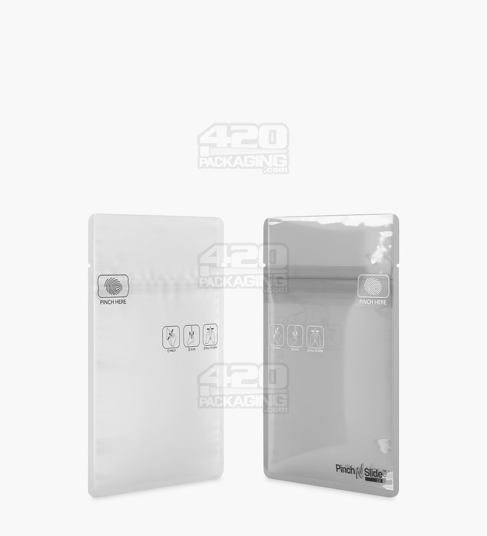 Child Resistant & Tamper Evident | Pinch N Slide 3.0 Matte White Vista Mylar Bags | 3.3in x 4.4in - 1g - 250 Count