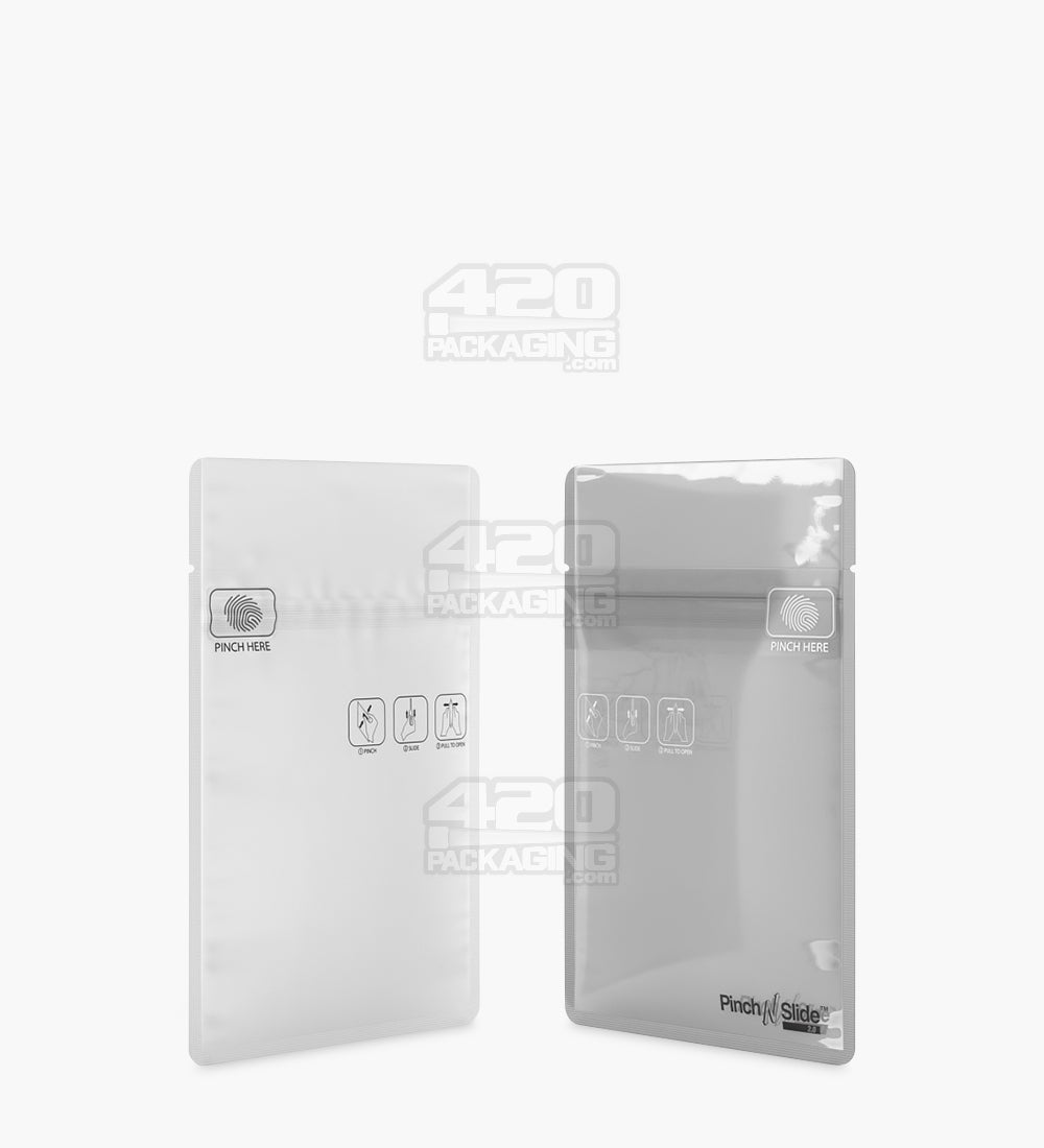 Matte-White 3.3" x 4.4" Mylar Child Resistant Tamper Evident Pinch N Slide Vista Mylar Bags (1 gram) 250/Box