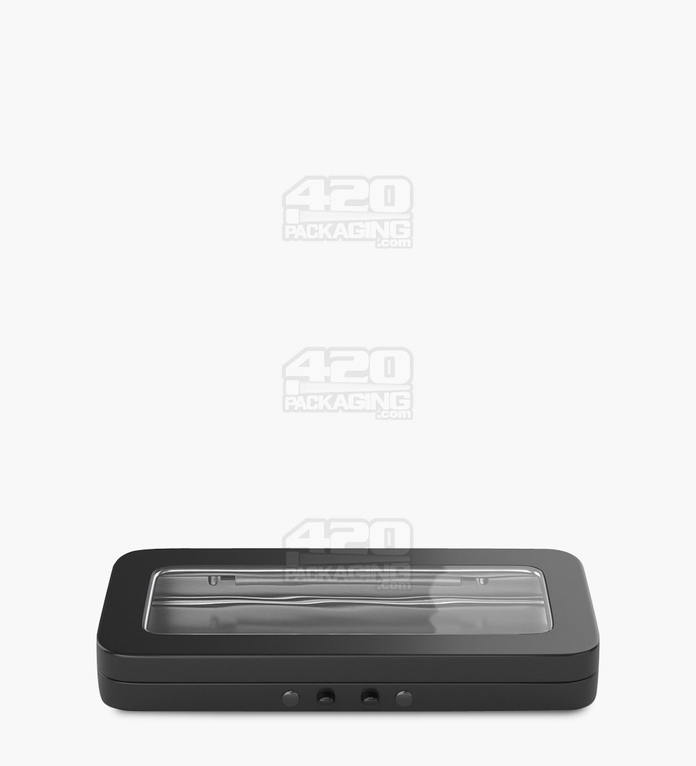 Child Resistant & Sustainable Hinged-Lid Large Vista Black Tin Box w/ See-Through Window 100/Box - 5