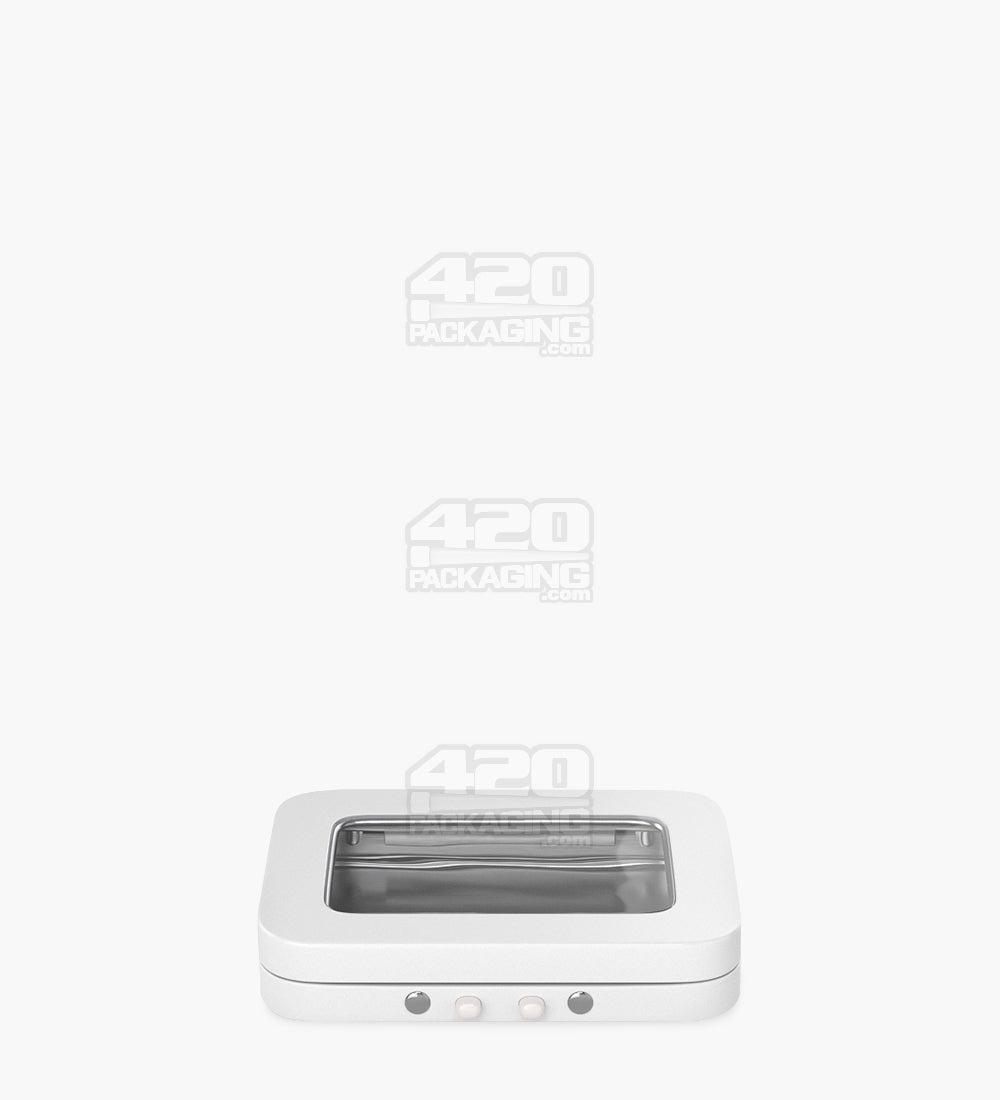 Child Resistant & Sustainable Hinged-Lid Mini Size Vista White Tin Box w/ See-Through Window 100/Box - 5