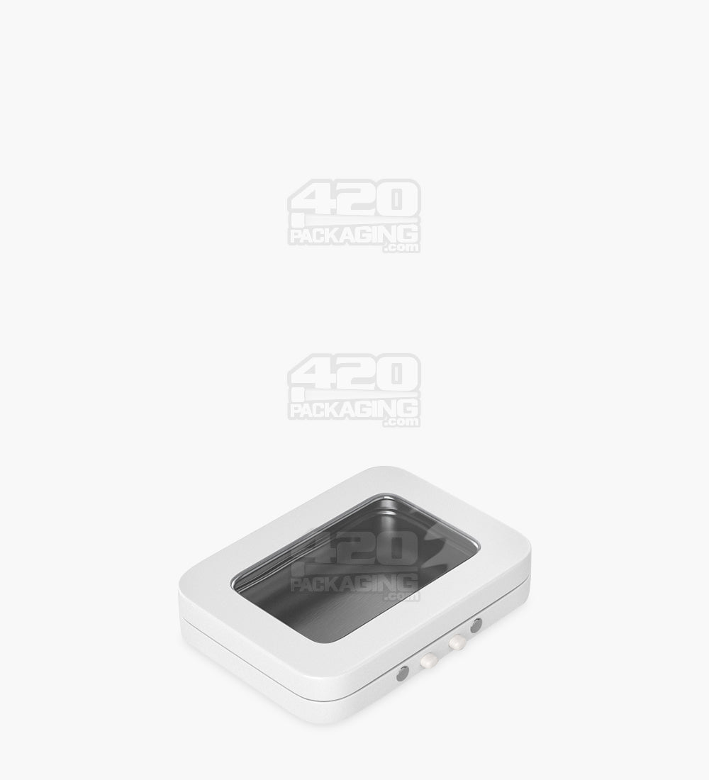 Child Resistant & Sustainable Hinged-Lid Mini Size Vista White Tin Box w/ See-Through Window 100/Box - 4