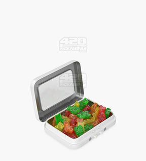 Child Resistant & Sustainable Hinged-Lid Mini Size Vista White Tin Box w/ See-Through Window 100/Box - 2
