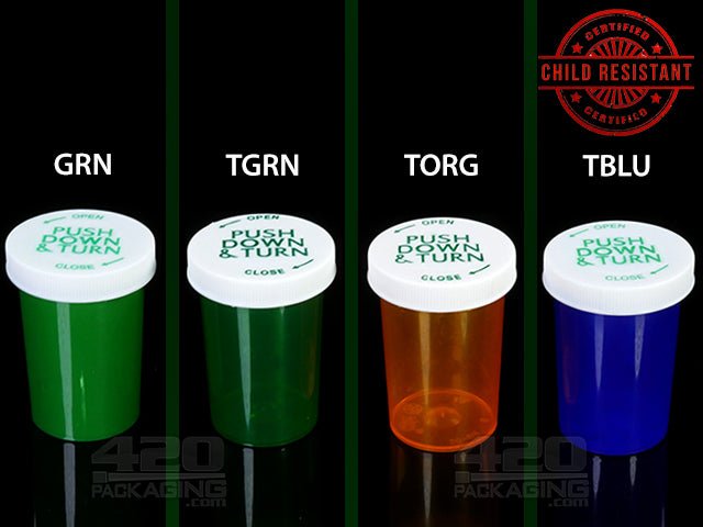 PNT-20 Push & Turn Child Resistant Pharmacy Vials (20 Dram) 360/Box TBLU (Transparent Blue) - 4
