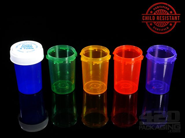 RC-20 Child Resistant Reversible Lid Containers Transparent Mix With White Caps (5 Gram) 240/Box - 4