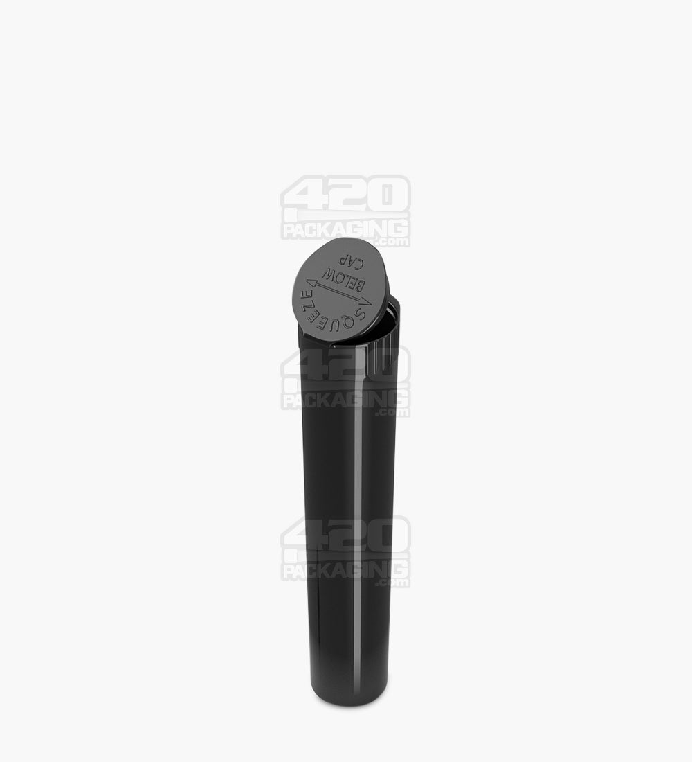 Child Resistant | Pop Top Opaque Plastic PCR Pre-Roll Tubes (Open) | 95mm - Black - 1000 Count
