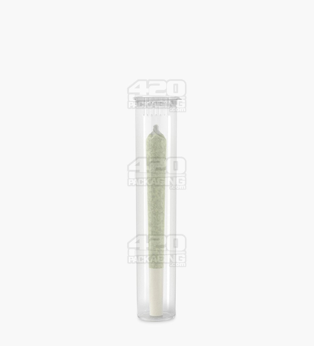 95mm Child Resistant Pop Top Opaque Clear Plastic Pre-Roll Tubes 1000/Box Closed - 2