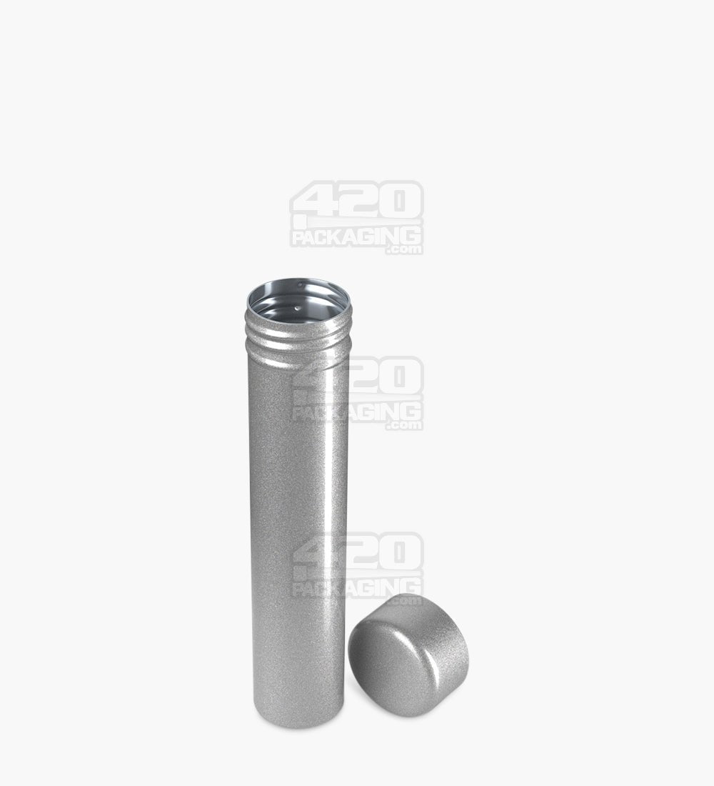 95mm Silver Opaque Child Resistant Pop Top Metal Pre-Roll Tubes 250/Box - 4