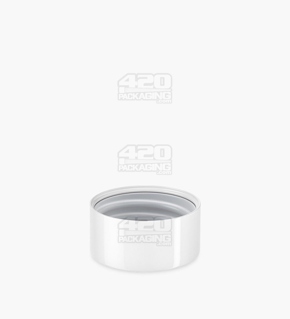 Child Resistant | Smooth Push Down & Turn Plastic PCR Caps w/ Foil Liner | 28mm - Glossy White - 504 Count