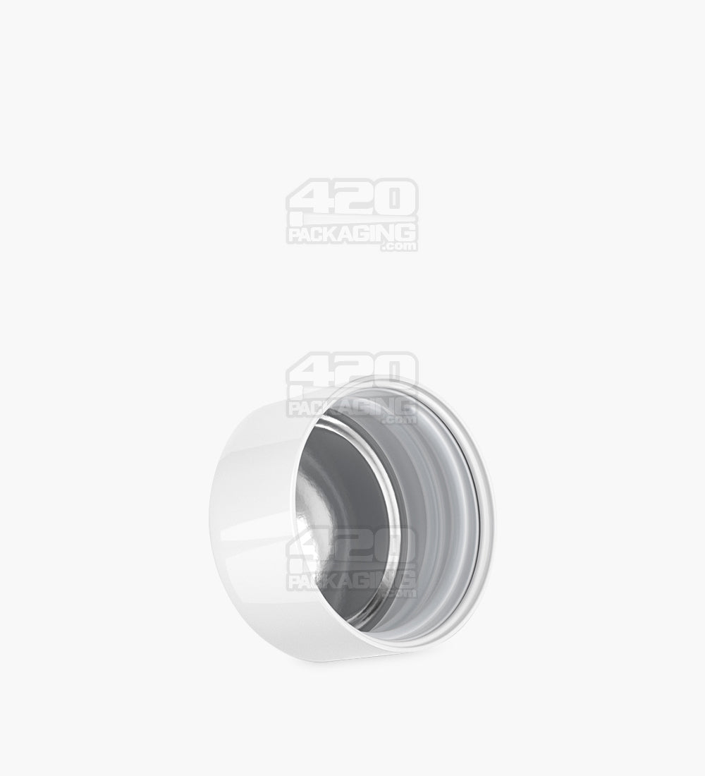 Child Resistant | Smooth Push Down & Turn Plastic PCR Caps w/ Foil Liner | 28mm - Glossy White - 504 Count