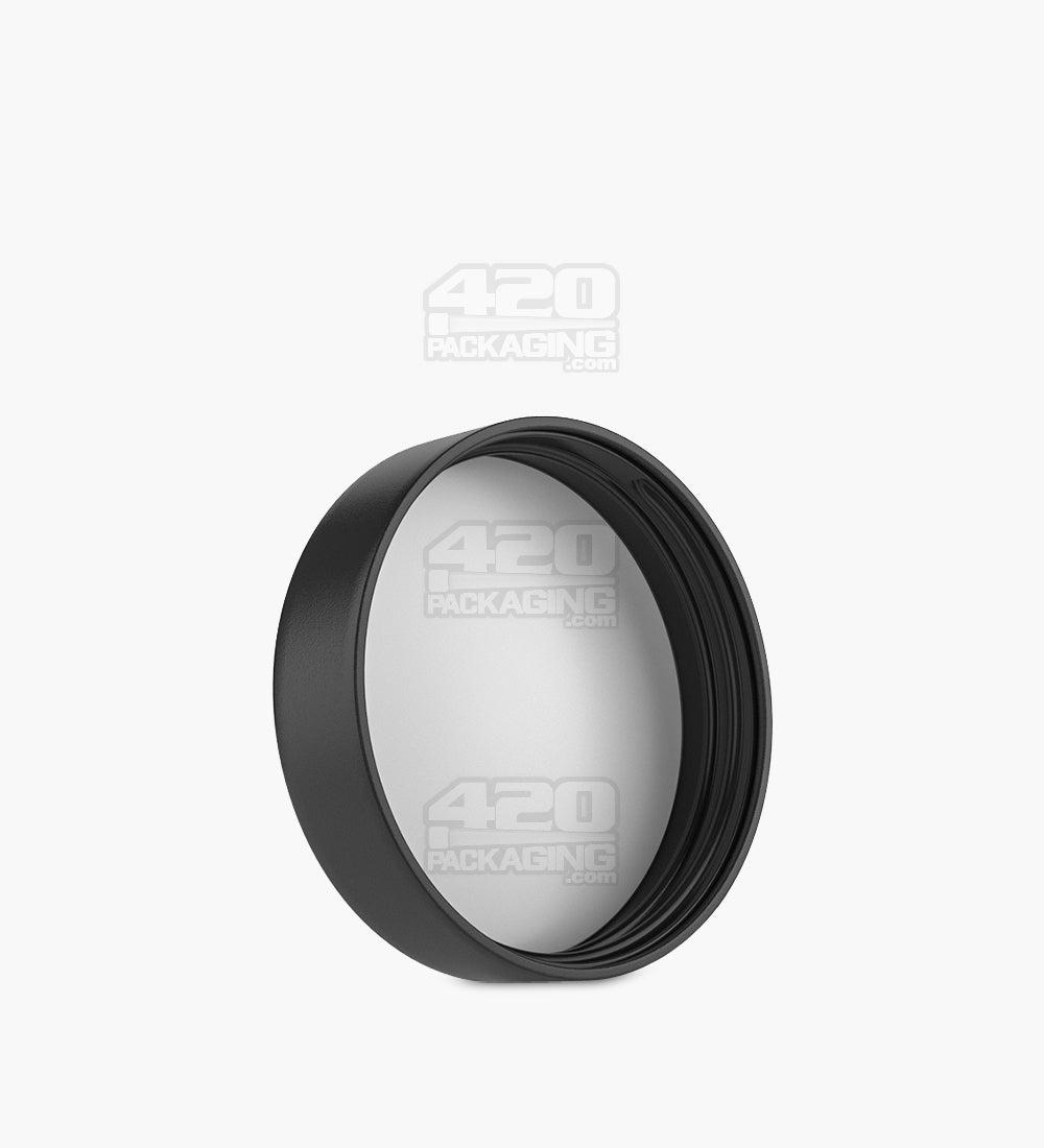 Child Resistant | Smooth Push Down & Turn Plastic PCR Caps w/ Foam Liner | 57mm - Semi Gloss Black - 72 Count