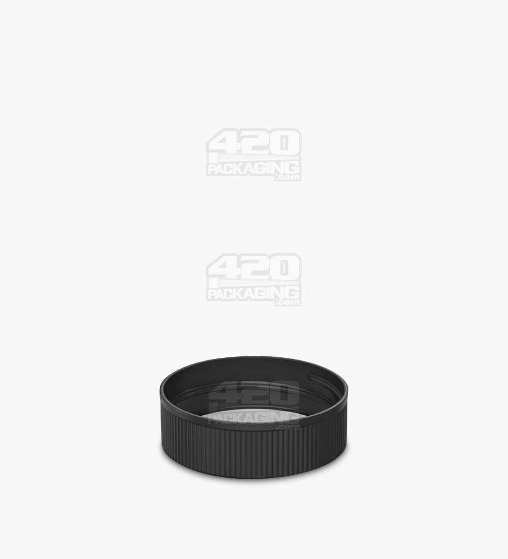 28mm Ribbed Screw Top Plastic Caps w/ Foam Liner - Matte Black - 250/Box