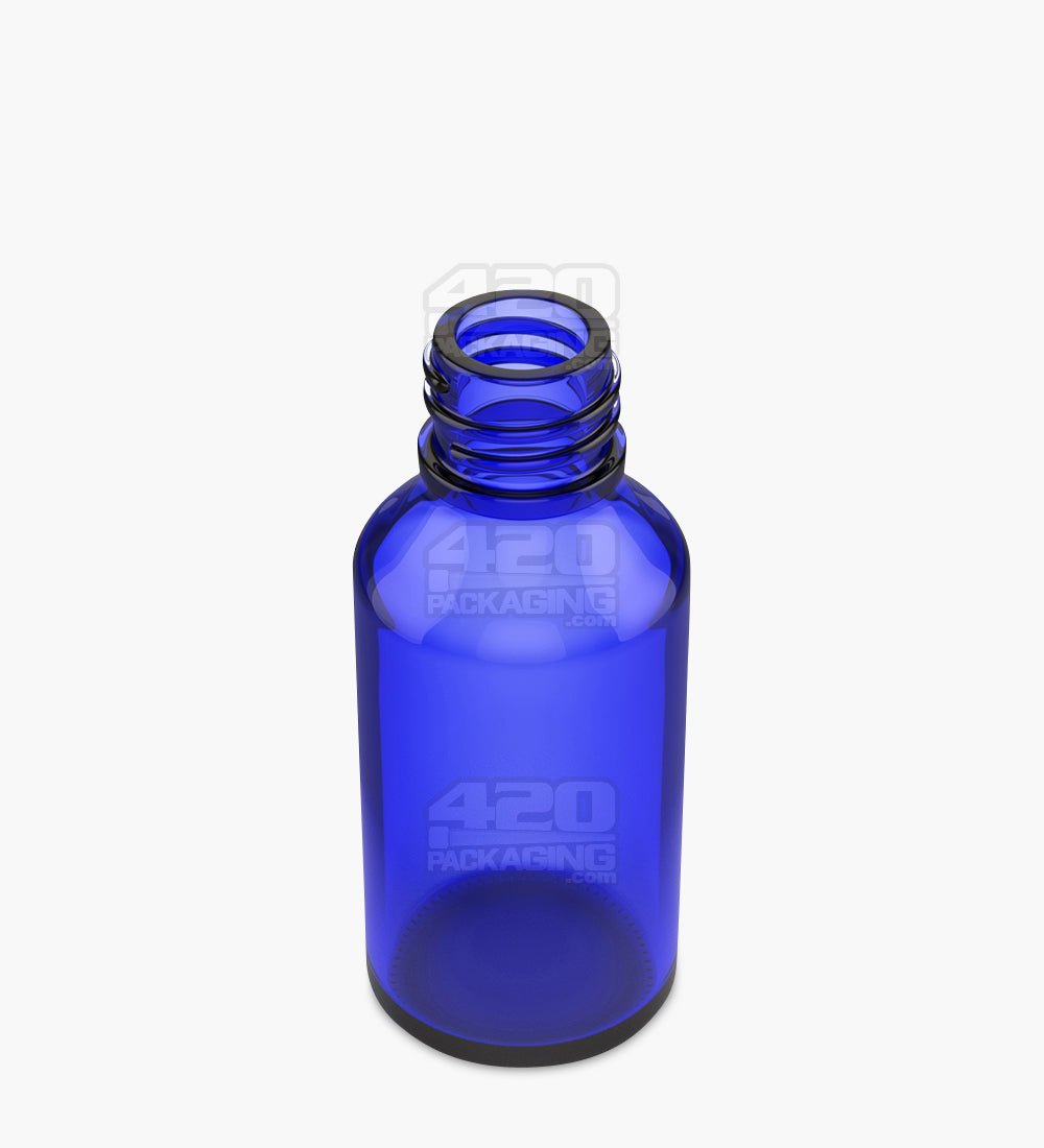 30mL Blus Glass Child Resistant Bottles With Black Ribbed Dropper Cap 120/Box - 3