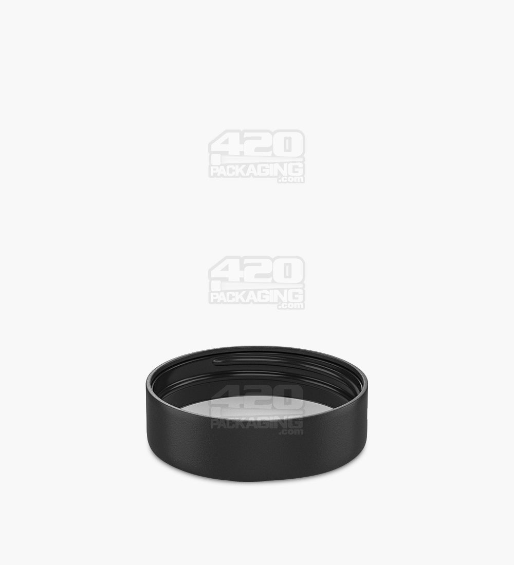 Child Resistant | Smooth Push Down & Turn Plastic PCR Caps w/ Foam Liner | 50mm - Matte Black - 100 Count