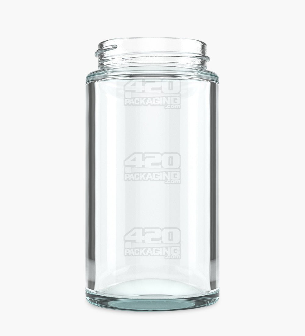 Clear Straight-Sided Glass Jars - 6 oz, Black Plastic Cap