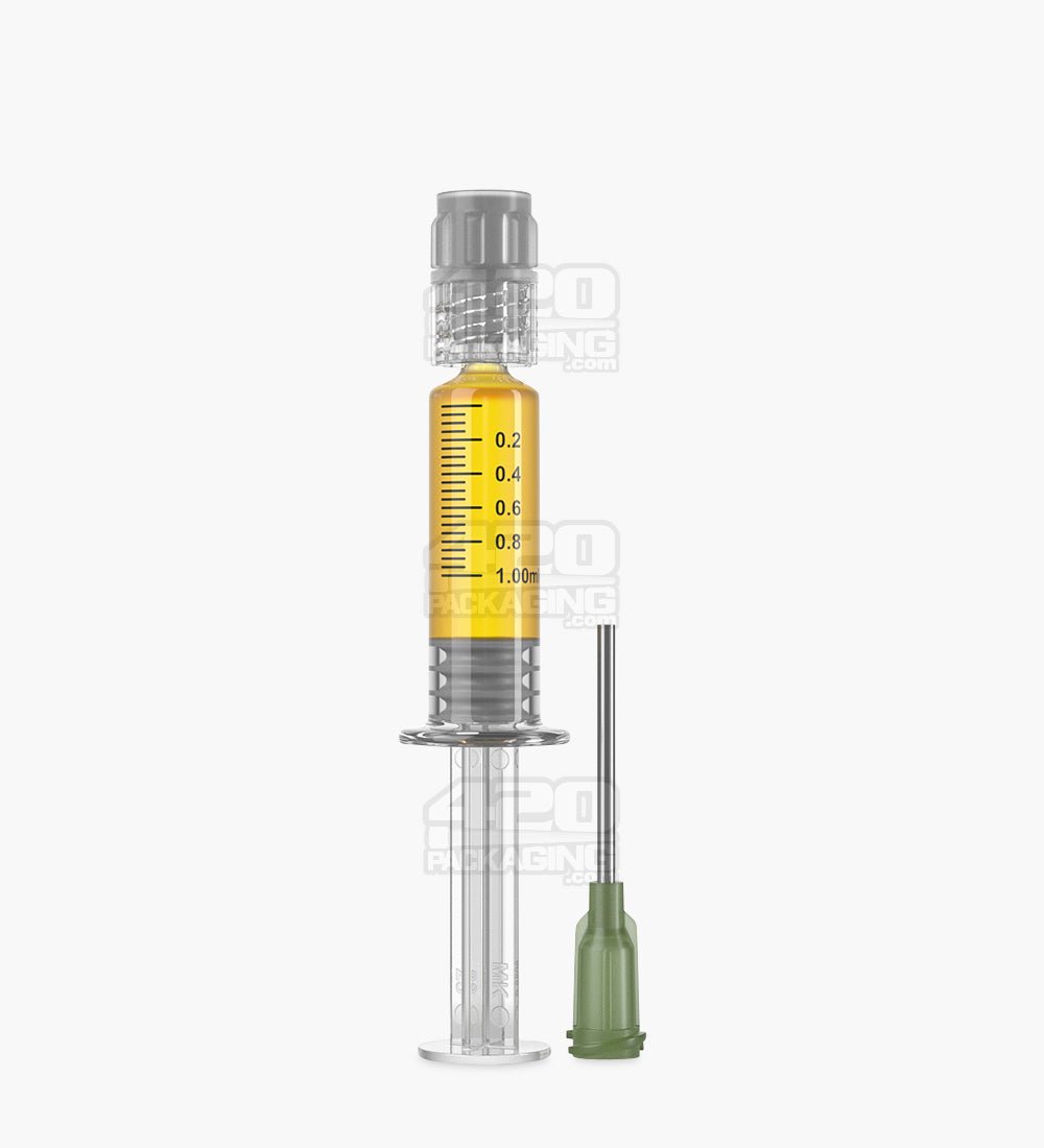 Luer Lock 1ml Glass Dab Applicator Syringes w/ Needle Tip 100/Box - 2