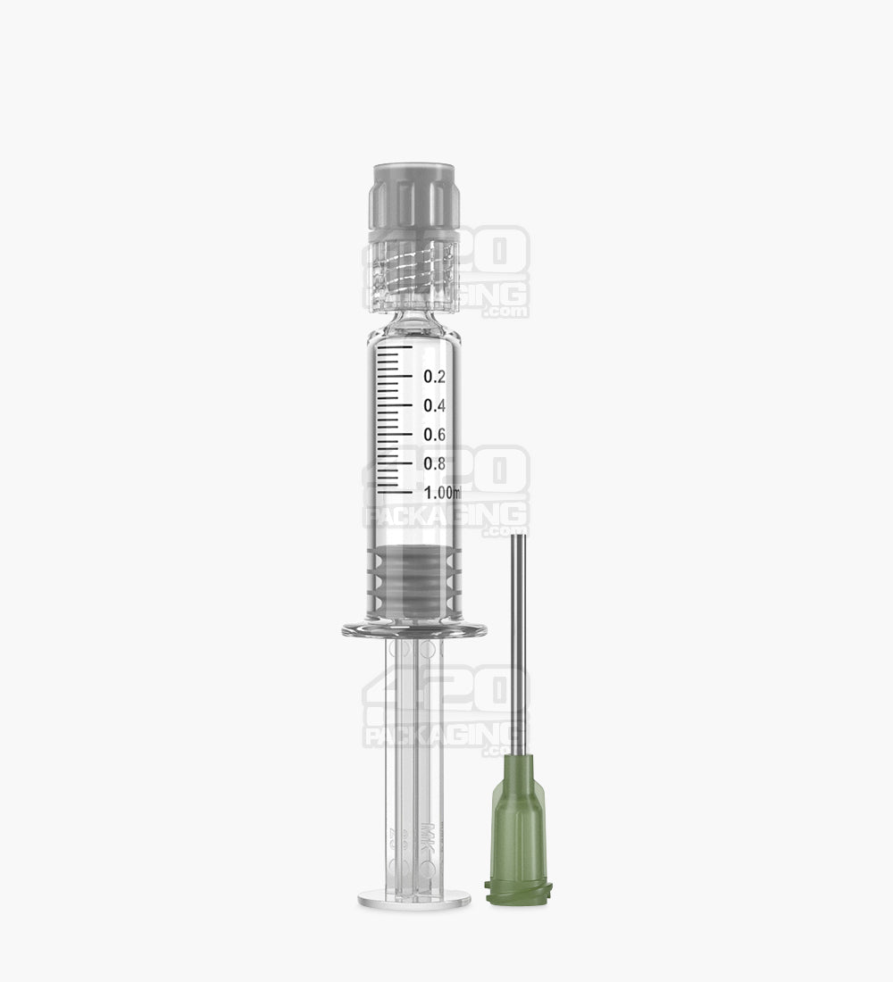 Luer Lock 1ml Glass Dab Applicator Syringes w/ Needle Tip 100/Box - 1