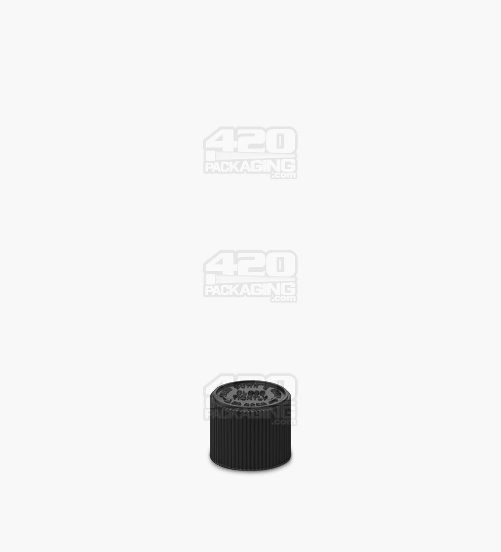 18mm Smooth Push and Turn Flat Plastic CR Caps For Glass Tubes - Matte Black - 400/Box - 3