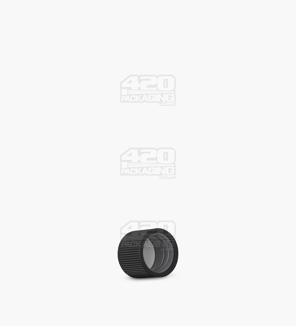 Push and Turn Flat Plastic CR Caps For Glass Tubes - Matte Black