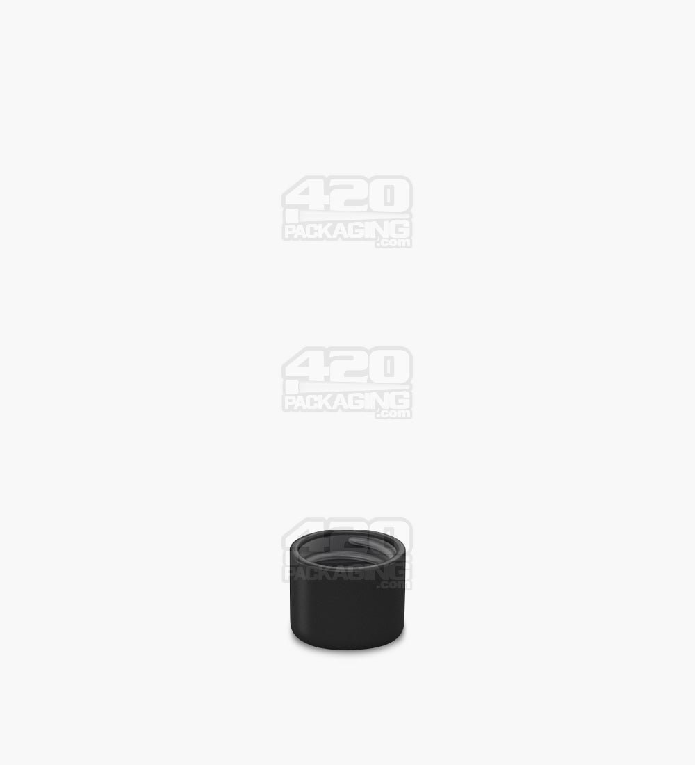 18mm Smooth Push and Turn Dome Plastic CR Caps For Glass Tubes w/ Foam Liner - Matte Black - 400/Box - 4