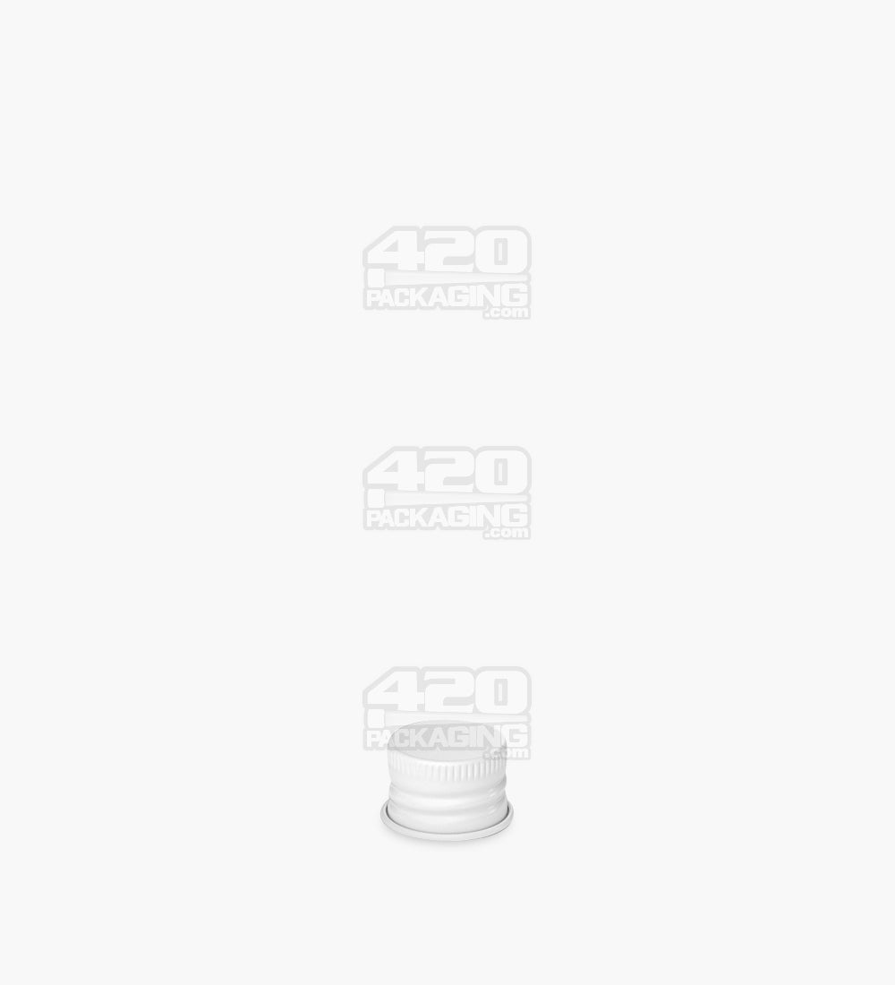 18mm Ribbed Screw Top Metal Caps For Glass Tubes - Glossy White - 400/Box - 3