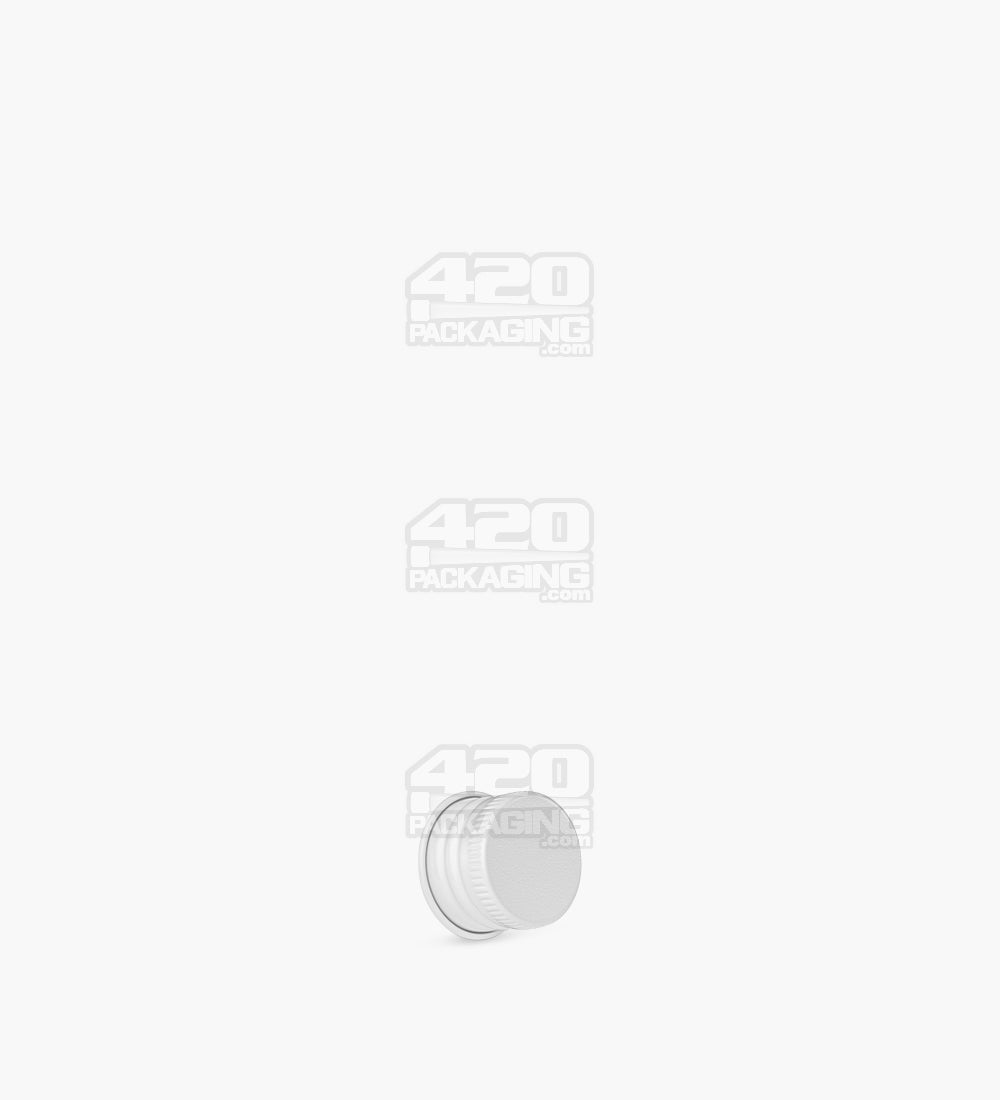 18mm Ribbed Screw Top Metal Caps For Glass Tubes - Glossy White - 400/Box - 1