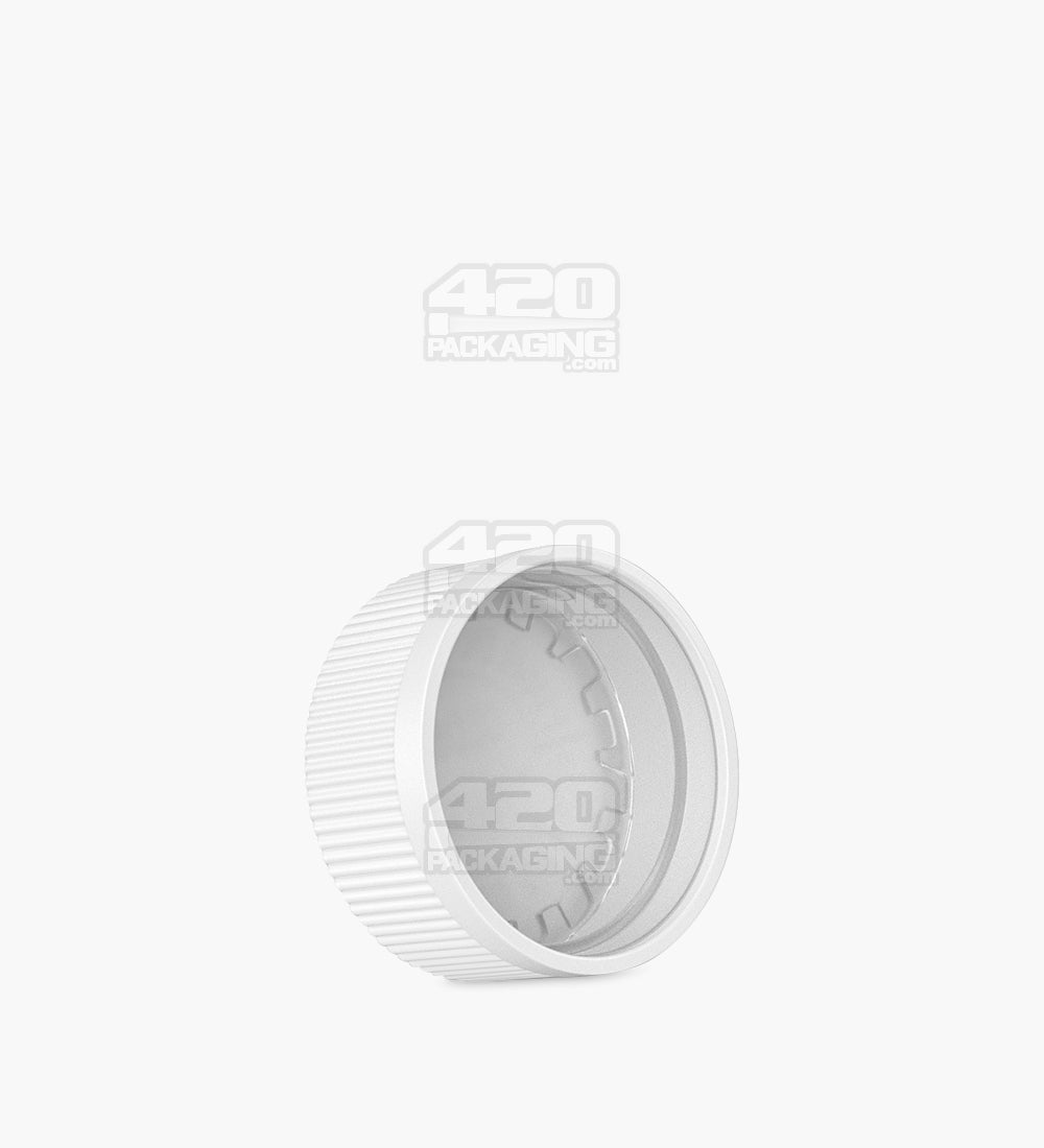 Child Resistant | Ribbed Push Down & Turn Plastic Caps | 33mm - Semi Gloss White - 252 Count
