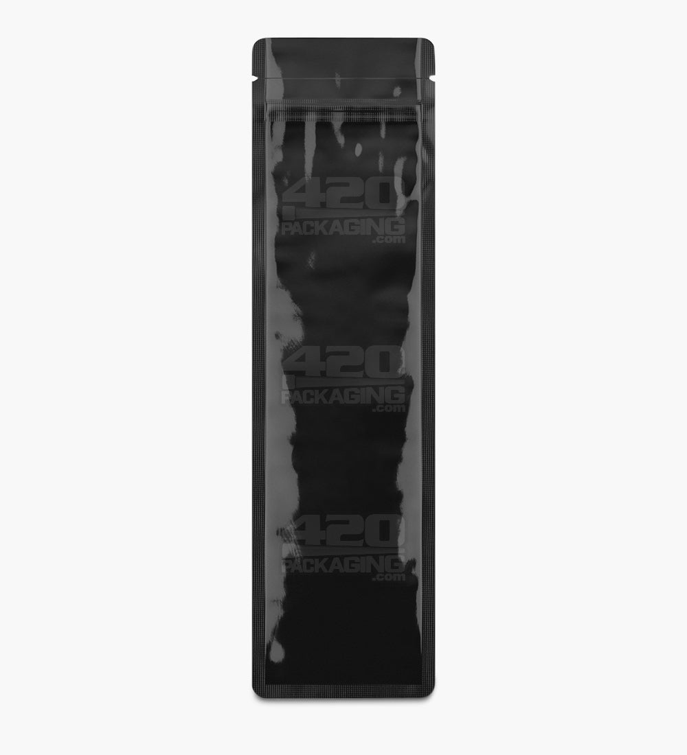 Glossy Black 2.5x9 Tamper Evident Mylar Bags 100/Box - 1