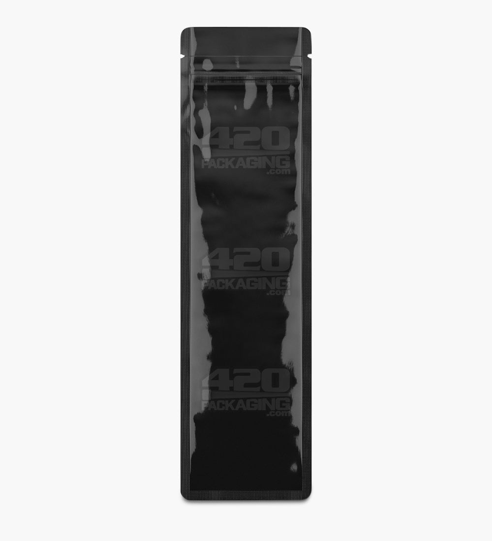 Glossy Black 2.5x9 Tamper Evident Mylar Bags 100/Box - 2