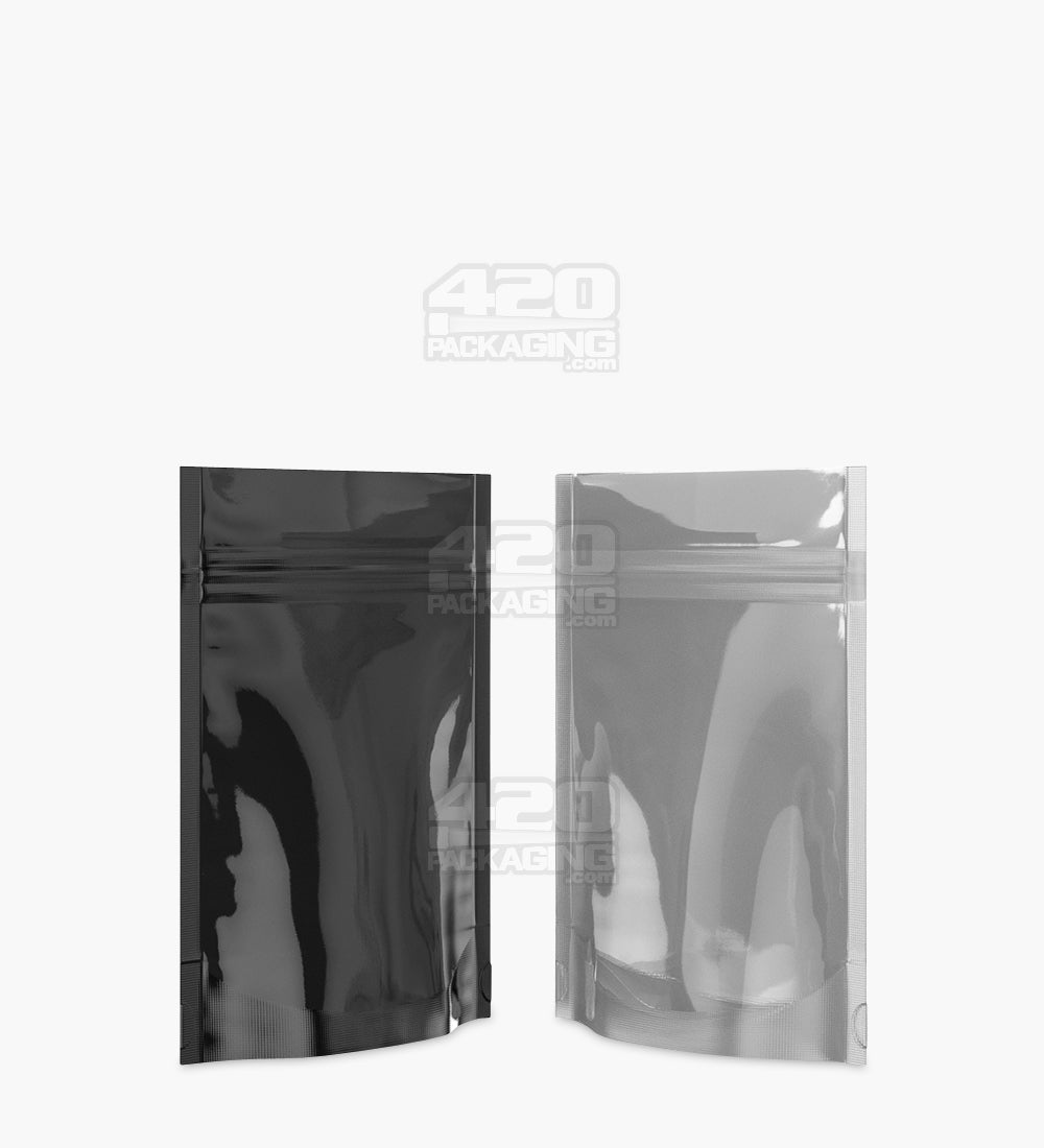 Tamper Evident | Glossy Black Vista PCR Mylar Bags (No Tear Notch) | 3.62in x 5in - 3.5g - 1000 Count
