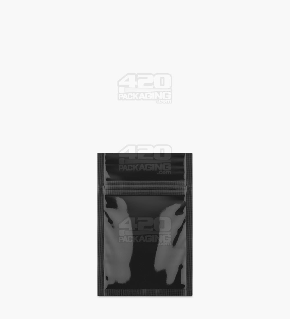 Tamper Evident | Glossy Black Vista Mylar Bags | 3in x 4.5in - 1g - 1000 Count