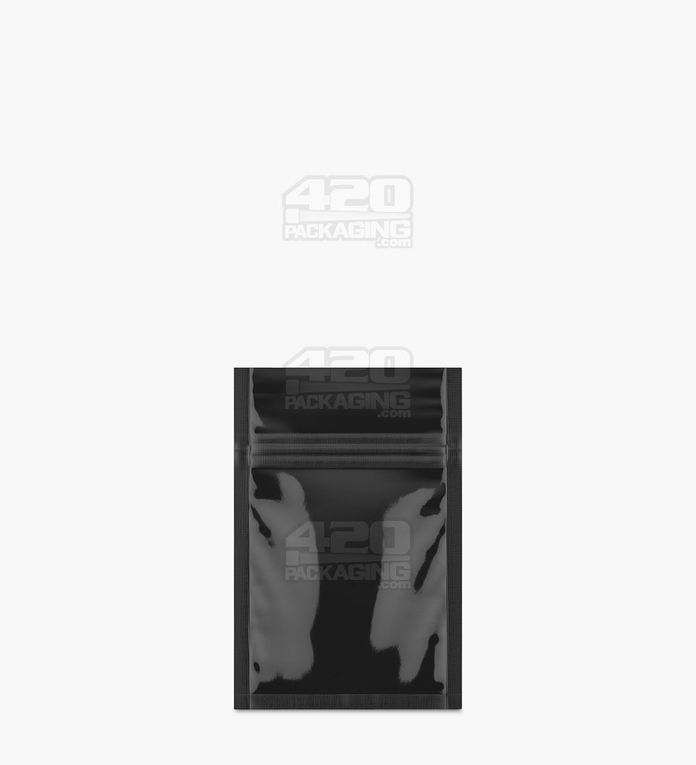 Glossy-Black 3" x 4.5" Vista Mylar Tamper Evident Bags (1 grams) 1000/Box