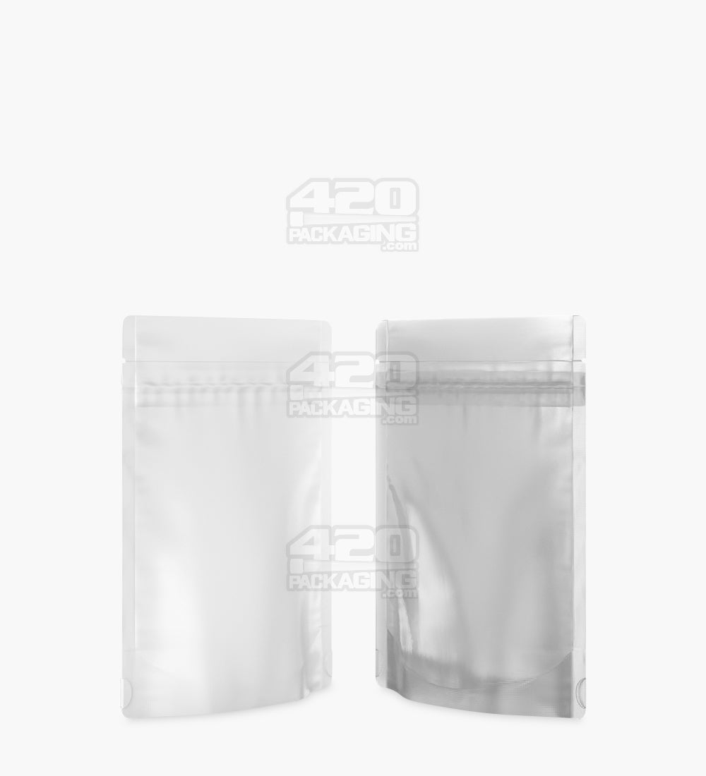 Tamper Evident | Matte White Vista Mylar Bags (Tear Notch) | 3.6in x 5in - 3.5g - 1000 Count