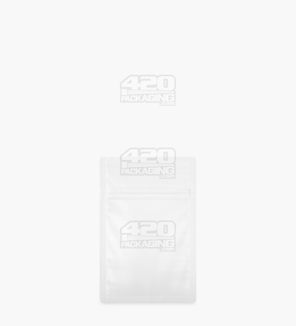 Tamper Evident | Matte White Vista Mylar Bags (Tear Notch) | 3in x 4.5in - 1g - 1000 Count