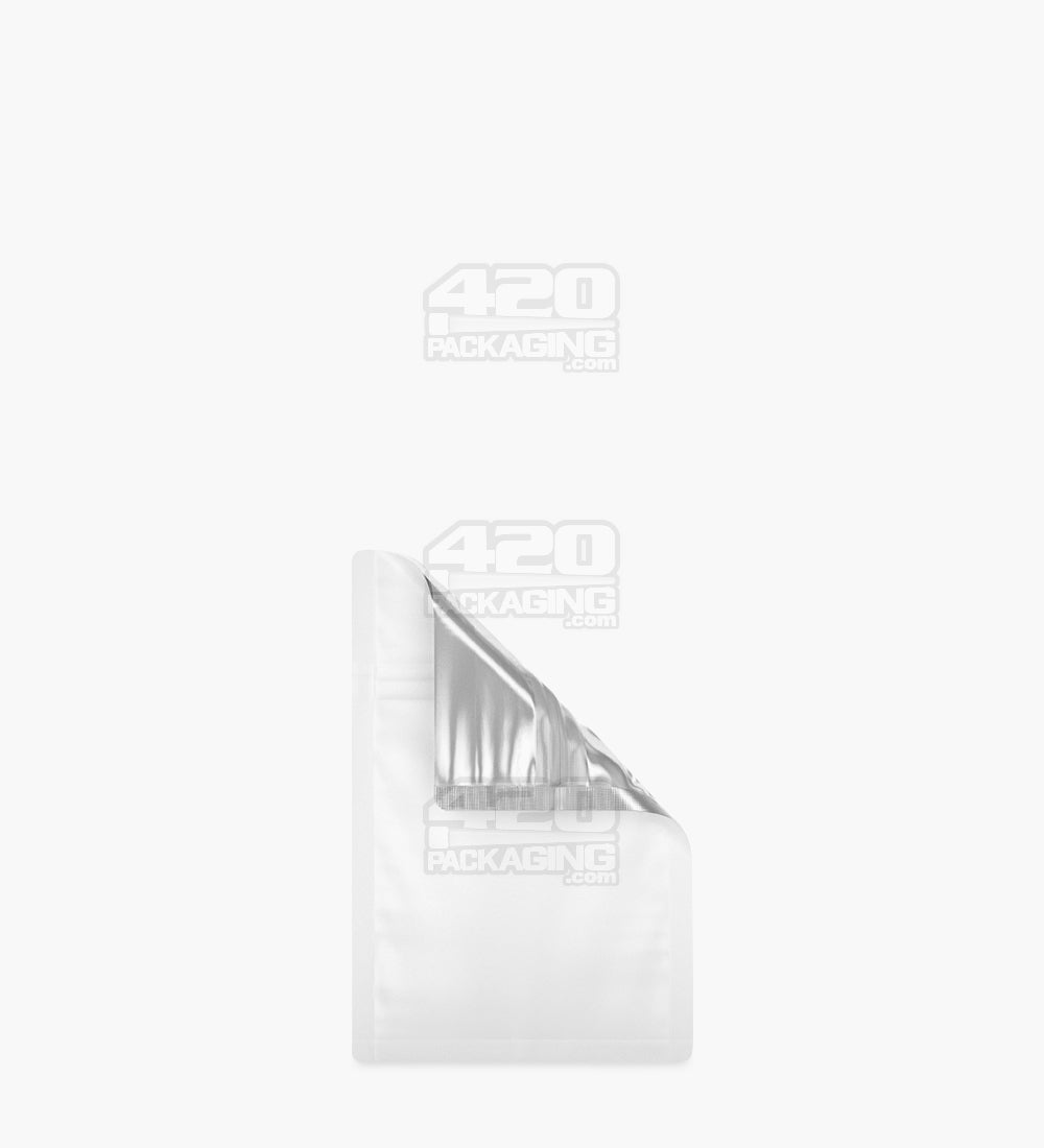 Tamper Evident | Matte White Vista Mylar Bags (Tear Notch) | 3in x 4.5in - 1g - 1000 Count