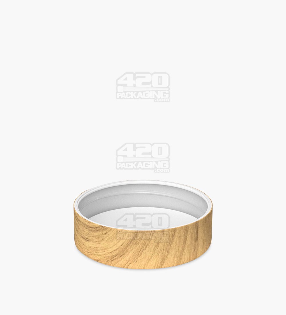 53mm Smooth Flat Push & Turn Child Resistant Plastic Caps With Foam Liner - Maple Wood - 100/Box - 4